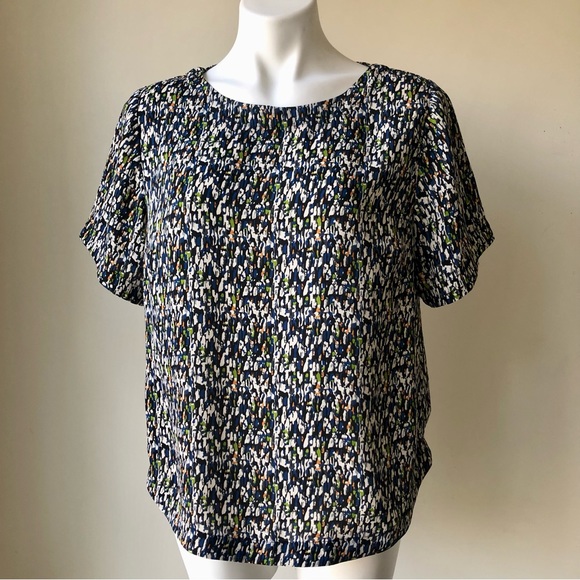 🌼 Harlowe & Graham Short Sleeve Print Blouse, L - Picture 3 of 7